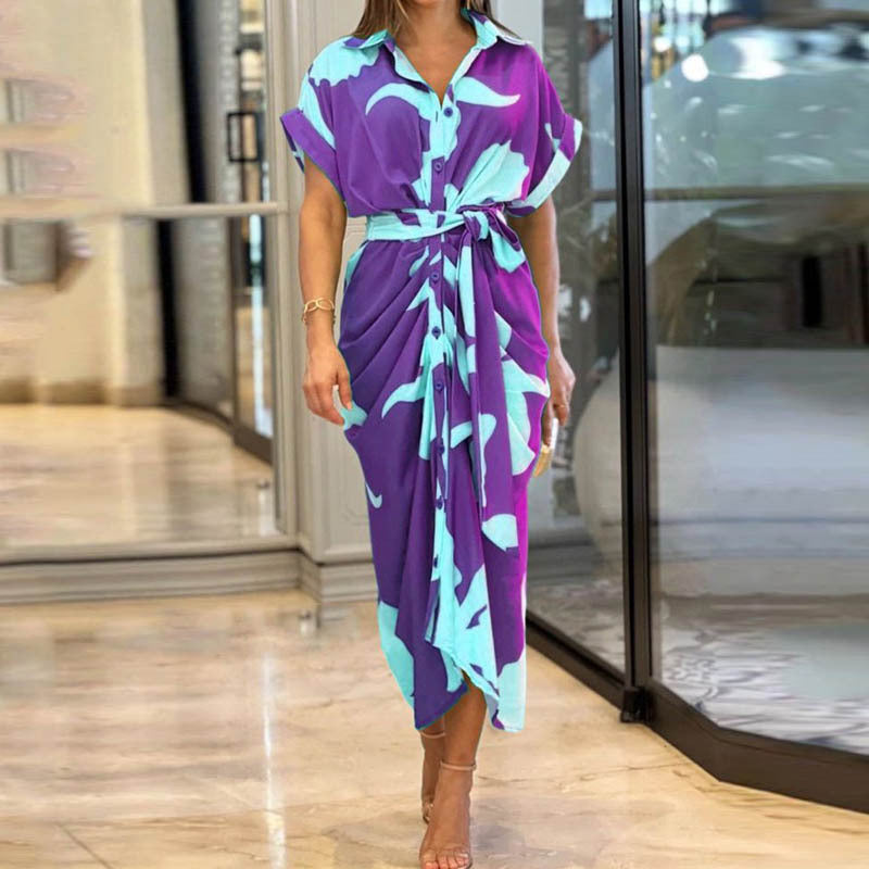 Laviney Fluid Shirt Dress with Belt