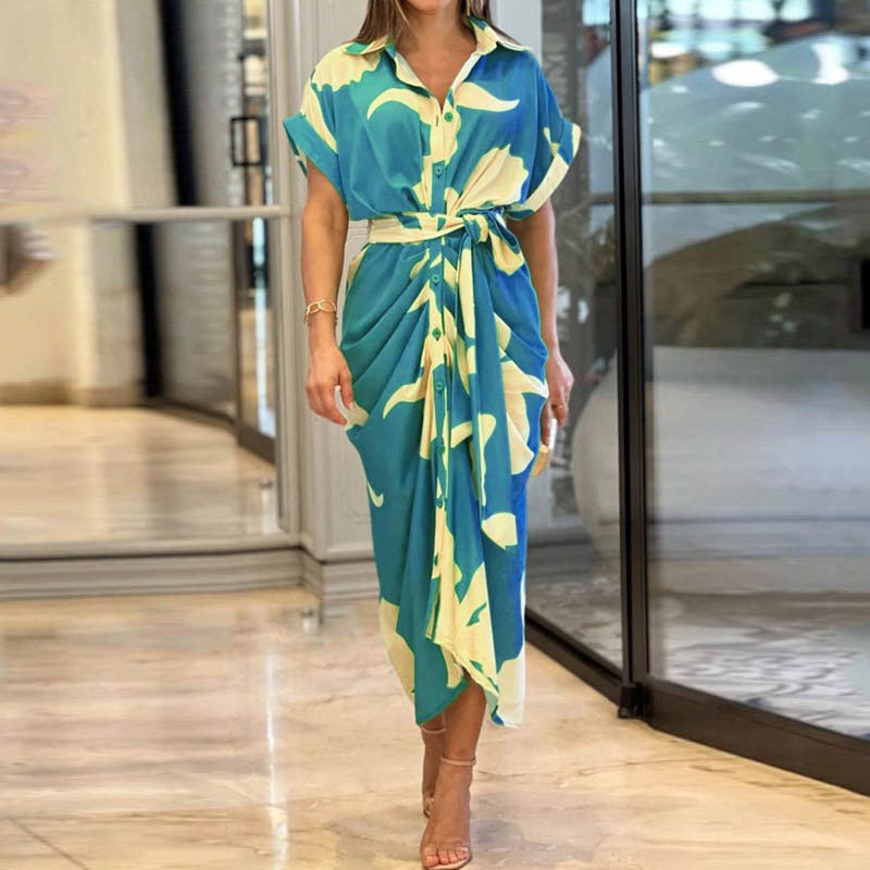 Laviney Fluid Shirt Dress with Belt