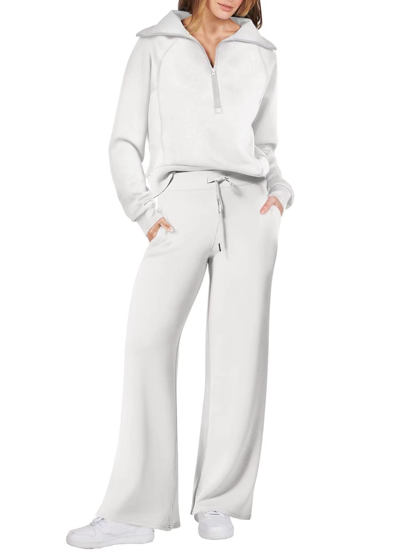 CozyFlex Outdoor Quarter-Zip Wide-Leg Set