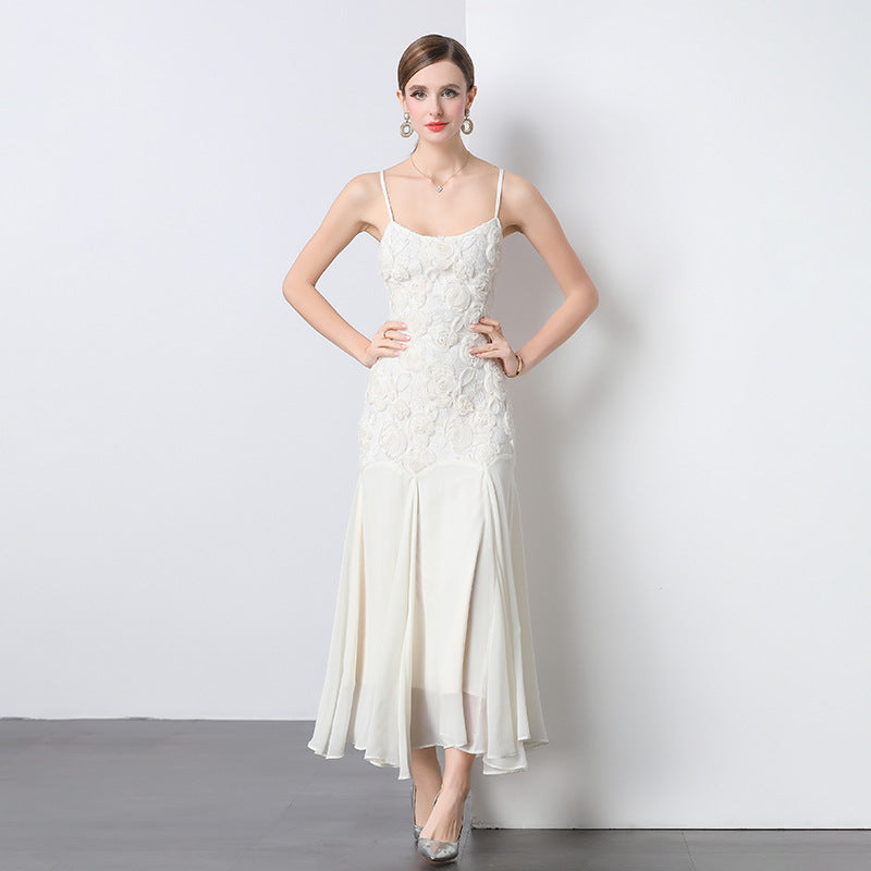 Laviney Strapless Dress with Rose Embroidery