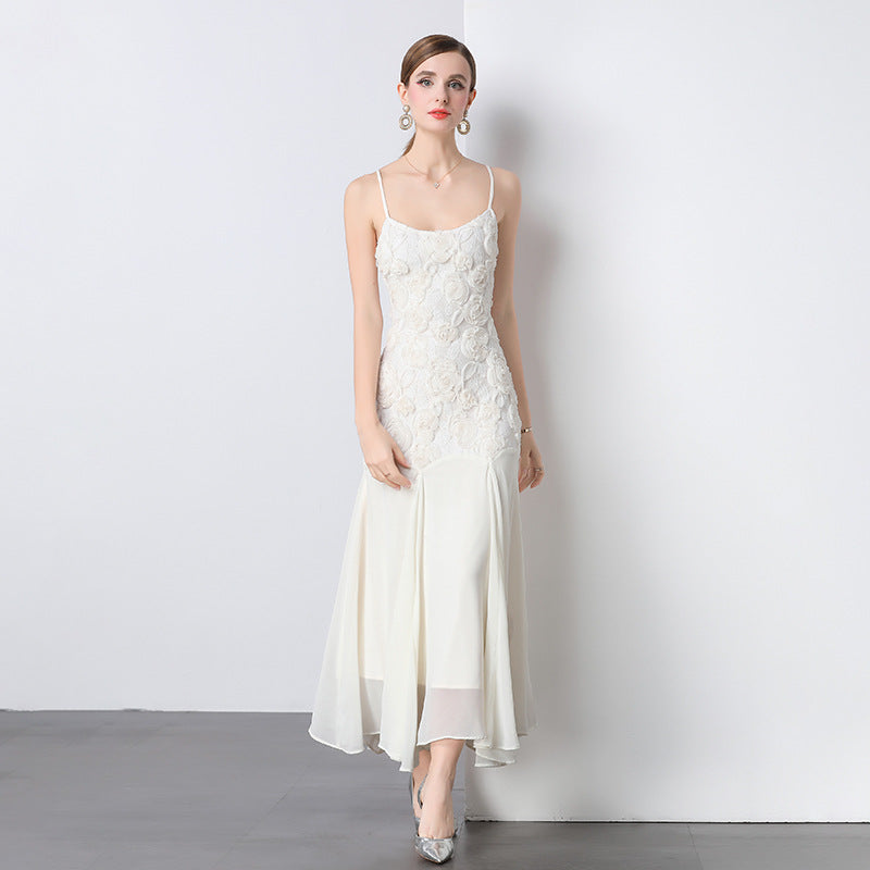 Laviney Strapless Dress with Rose Embroidery