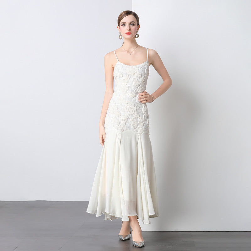 Laviney Strapless Dress with Rose Embroidery