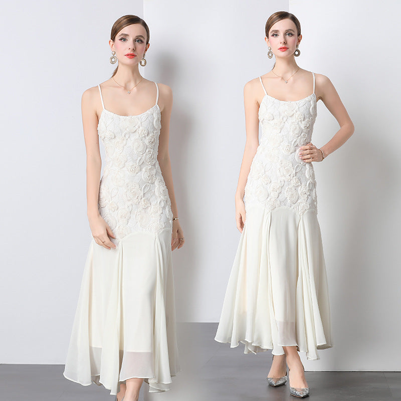 Laviney Strapless Dress with Rose Embroidery