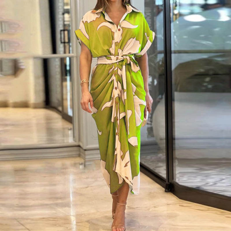 Laviney Fluid Shirt Dress with Belt