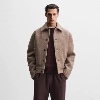 Men’s Wool Blend Casual Lapel Jacket