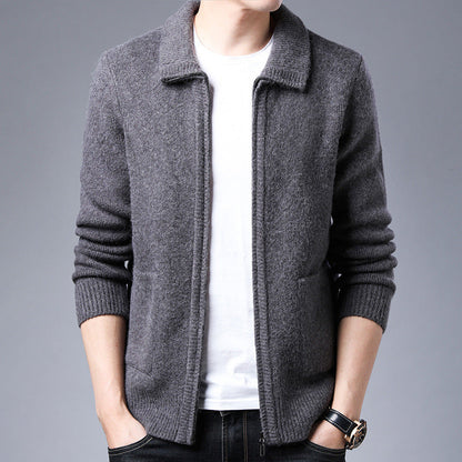 Men’s Zipper Knitted Alpaca Fleecefiber Jacket