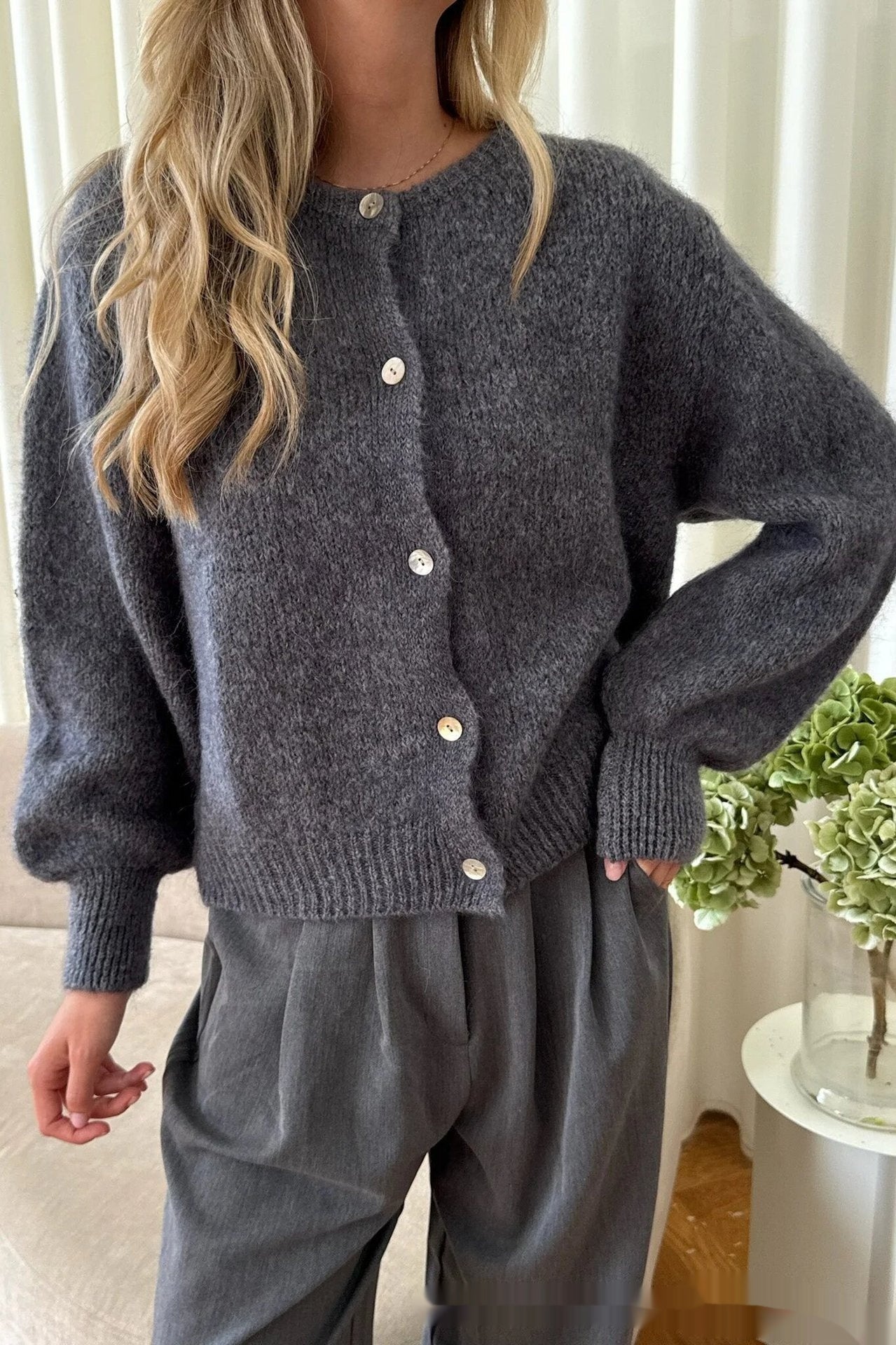 LuxeSoft Classic Button-Up Fuzzy Cardigan