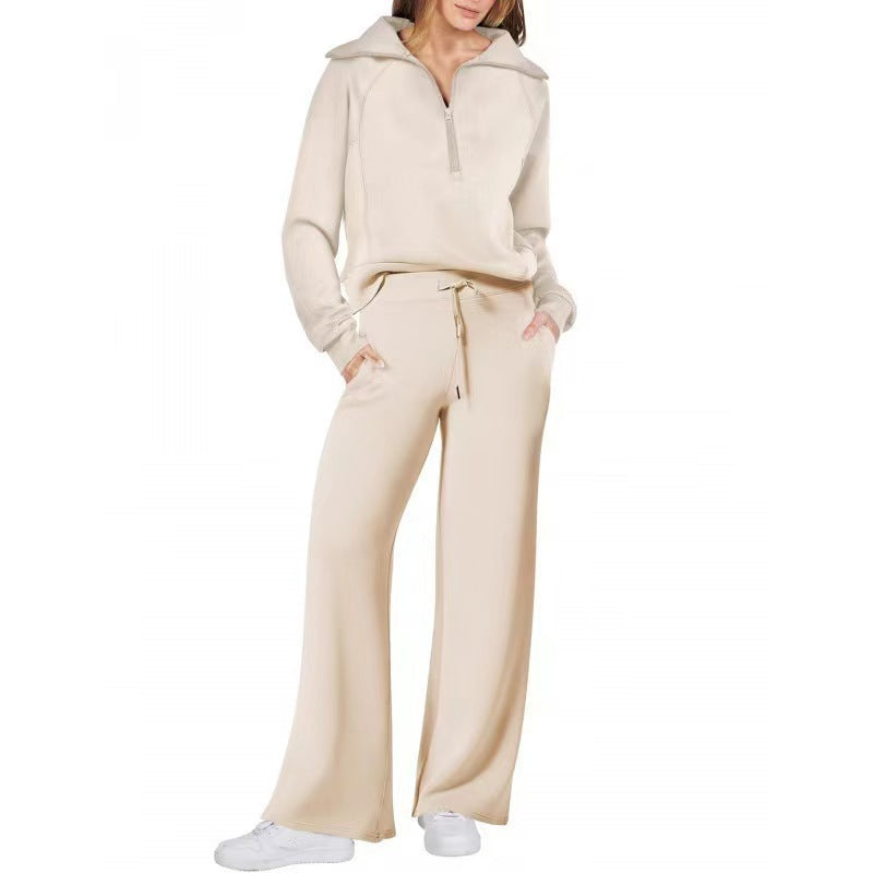 CozyFlex Outdoor Quarter-Zip Wide-Leg Set