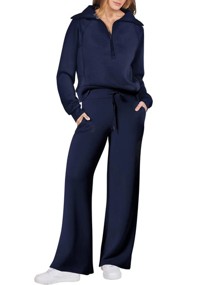 CozyFlex Outdoor Quarter-Zip Wide-Leg Set