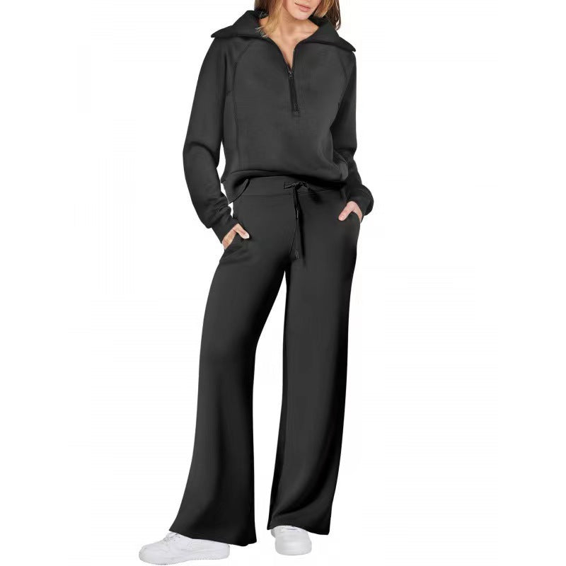 CozyFlex Outdoor Quarter-Zip Wide-Leg Set