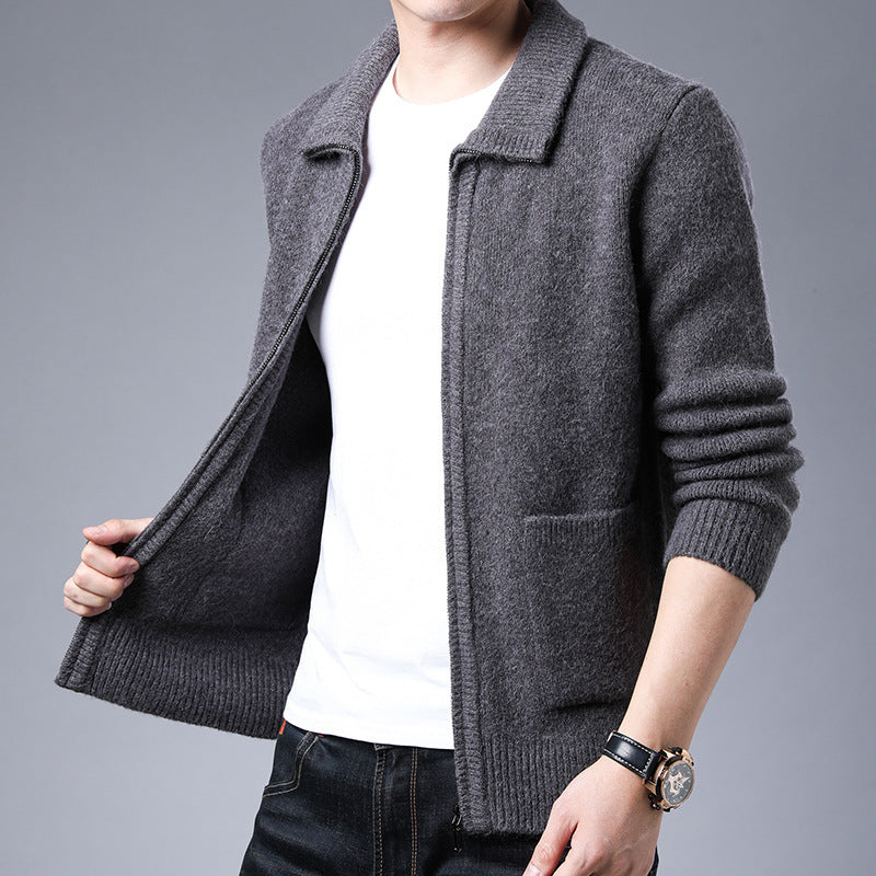 Men’s Zipper Knitted Alpaca Fleecefiber Jacket