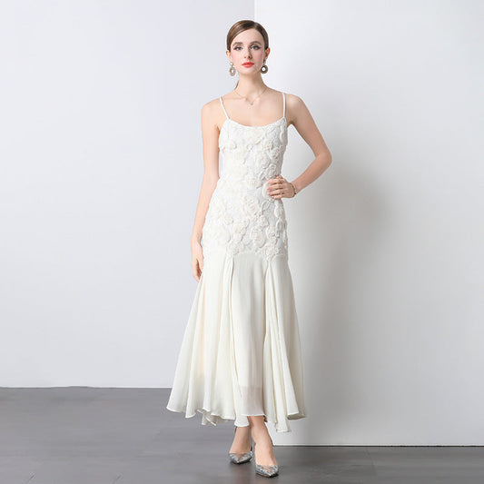 Laviney Strapless Dress with Rose Embroidery