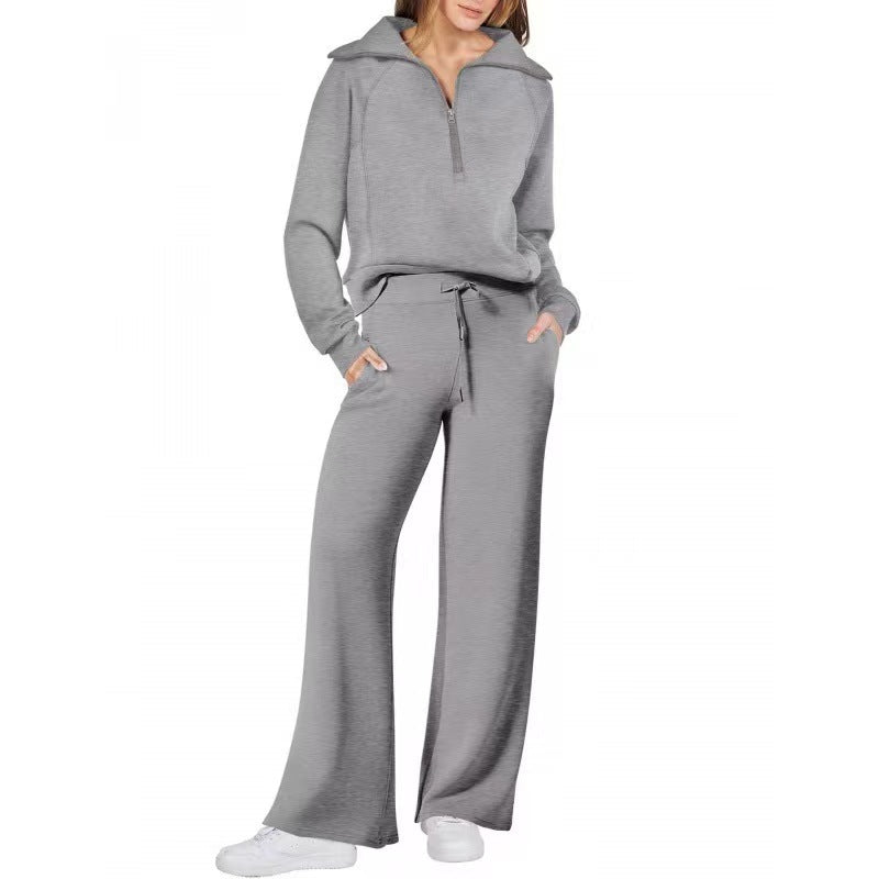 CozyFlex Outdoor Quarter-Zip Wide-Leg Set