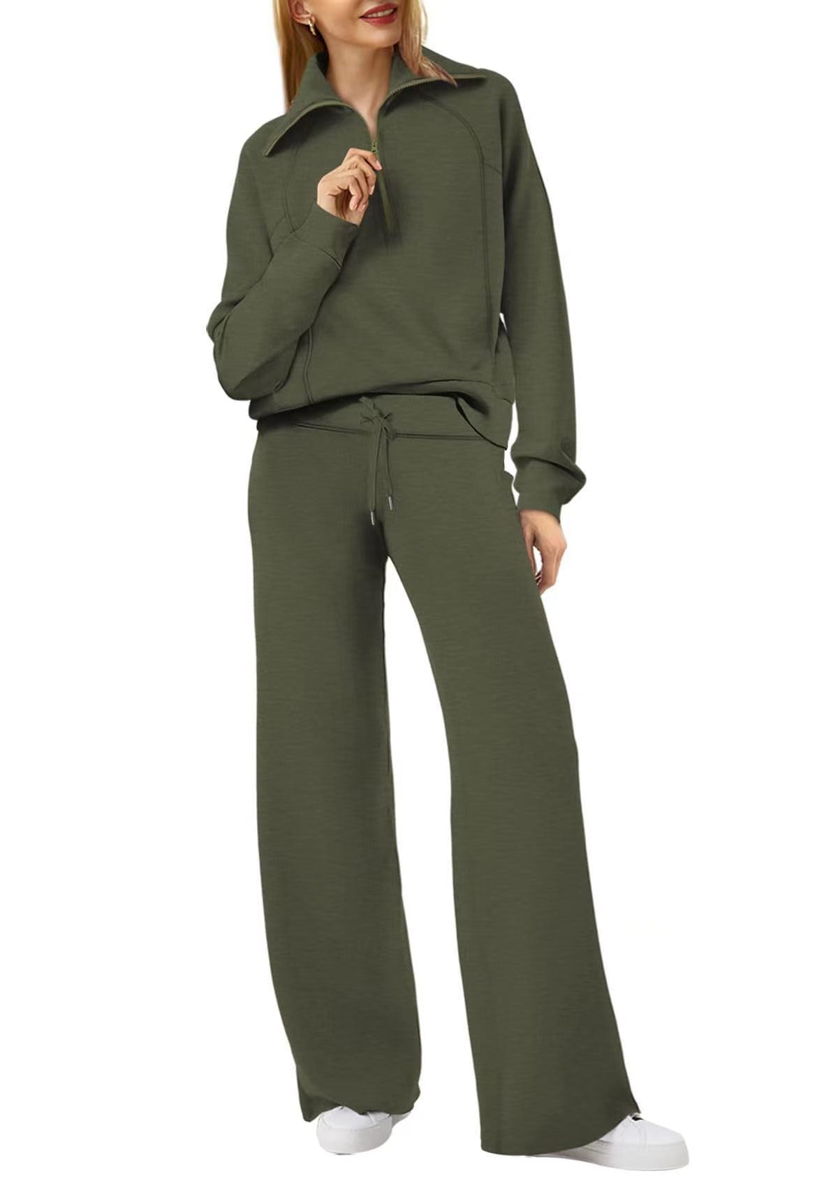 CozyFlex Outdoor Quarter-Zip Wide-Leg Set