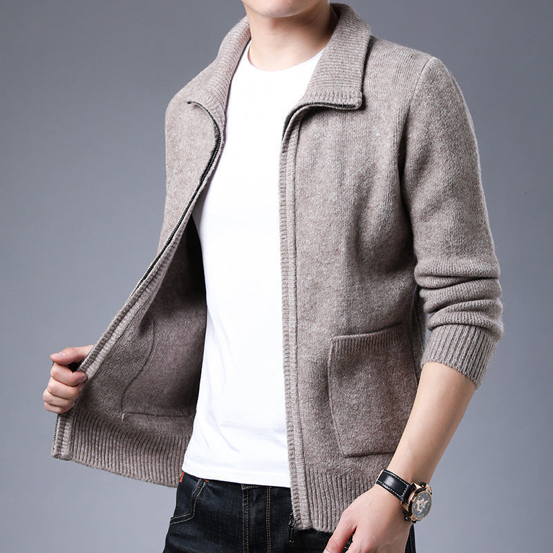 Men’s Zipper Knitted Alpaca Fleecefiber Jacket