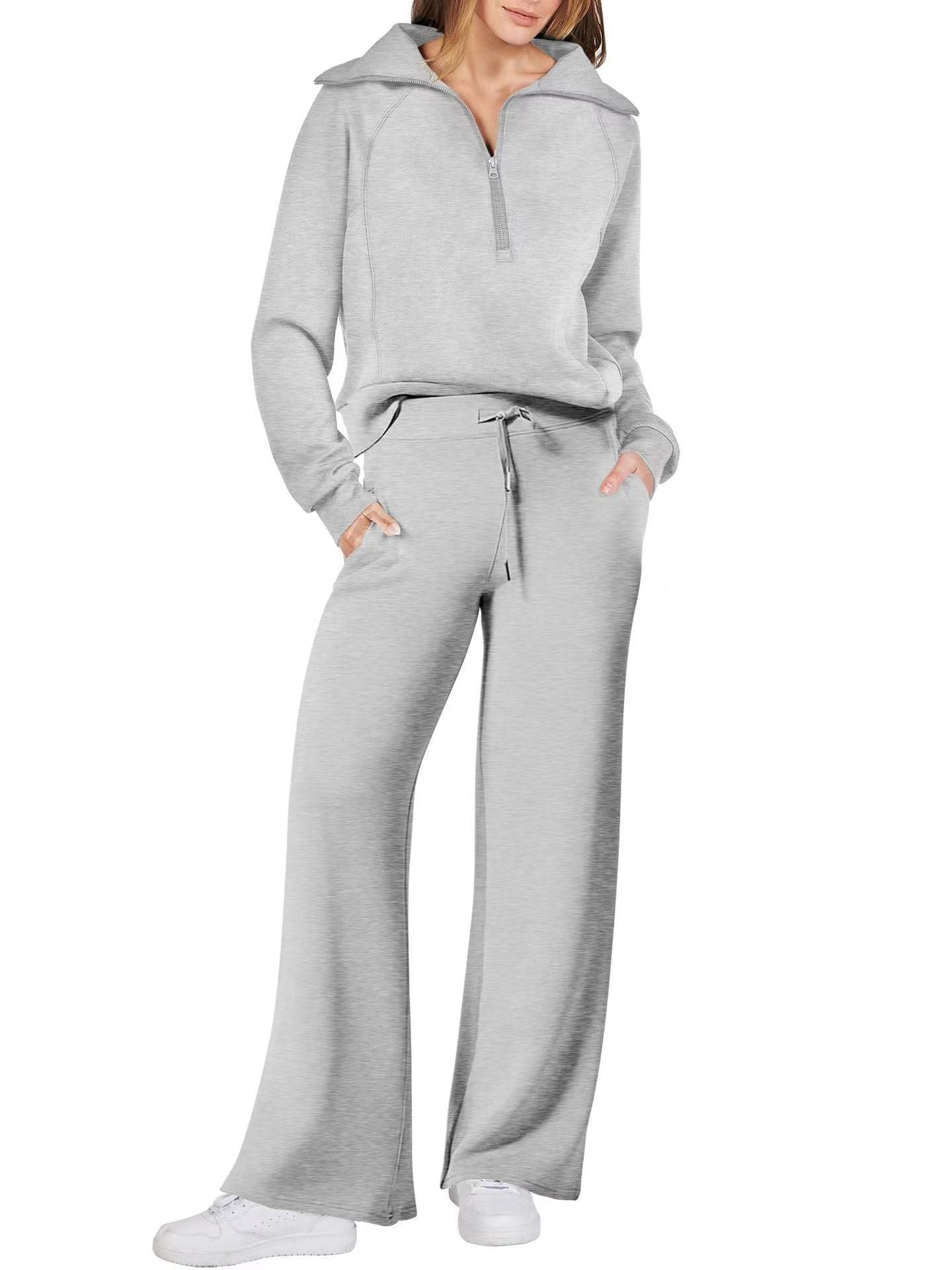 CozyFlex Outdoor Quarter-Zip Wide-Leg Set