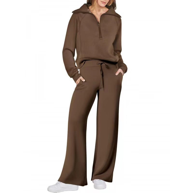 CozyFlex Outdoor Quarter-Zip Wide-Leg Set