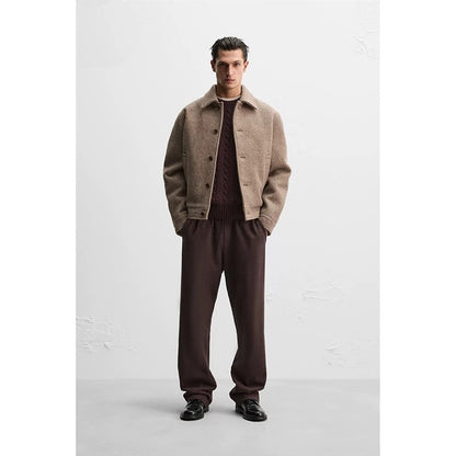 Men’s Wool Blend Casual Lapel Jacket