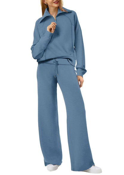 CozyFlex Outdoor Quarter-Zip Wide-Leg Set