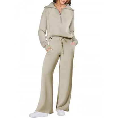 CozyFlex Outdoor Quarter-Zip Wide-Leg Set