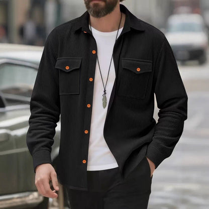 Men’s Corduroy Shirt Jacket – Retro Casual Style with Chest Pockets